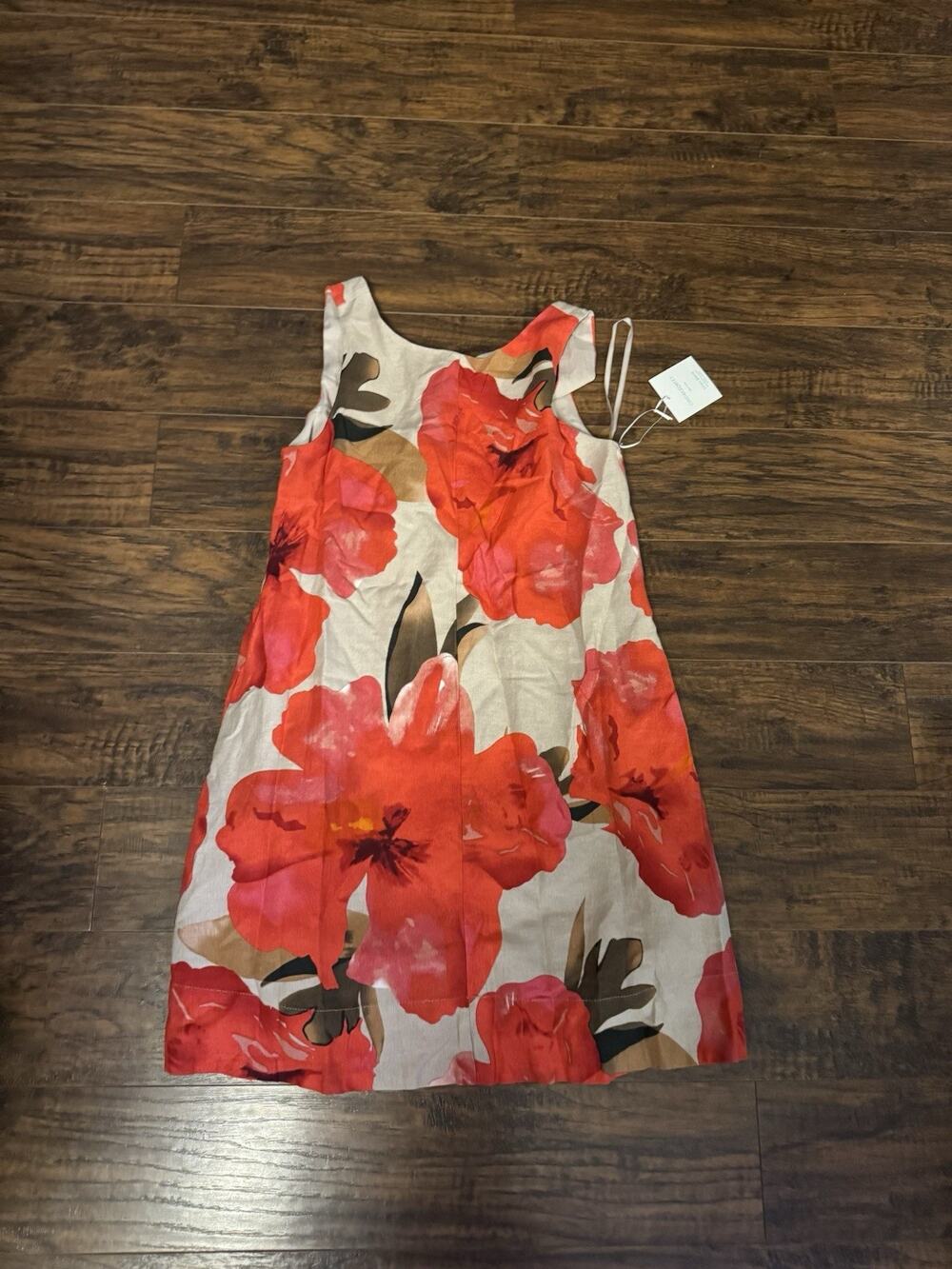 Cynthia Rowley Linen blend Mini Red Tan Floral Dress Sz:XS